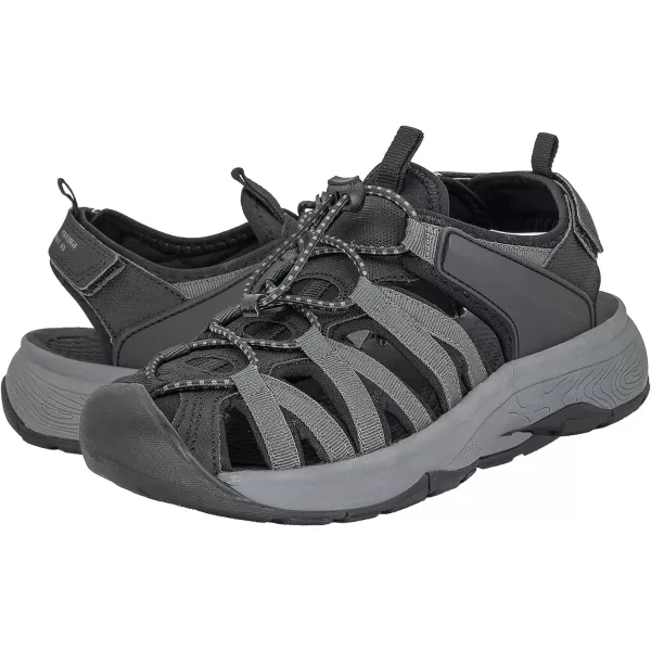 imageGRITION Women Outdoor Hiking Sandals Summer Adjustable Closed Toe Beach Sport Walking Shoes Blue Purple BeigeBlack