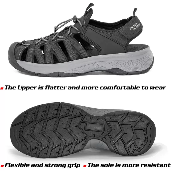 imageGRITION Women Outdoor Hiking Sandals Summer Adjustable Closed Toe Beach Sport Walking Shoes Blue Purple BeigeBlack Women Outdoor Hiking Sandals