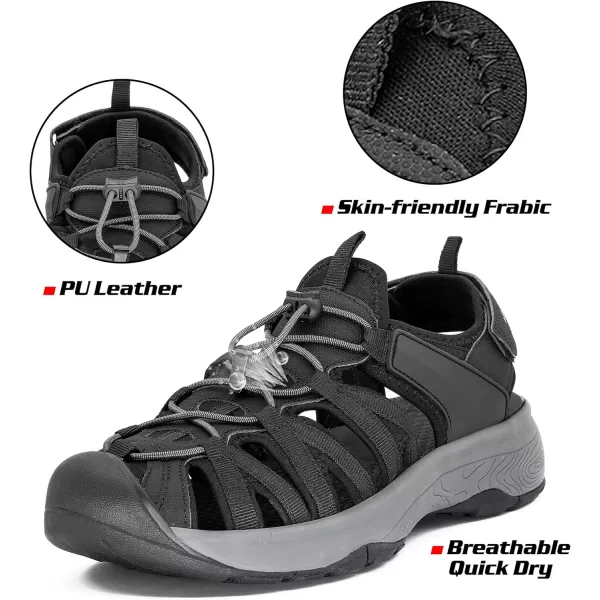 imageGRITION Women Outdoor Hiking Sandals Summer Adjustable Closed Toe Beach Sport Walking Shoes Blue Purple BeigeBlack Women Outdoor Hiking Sandals