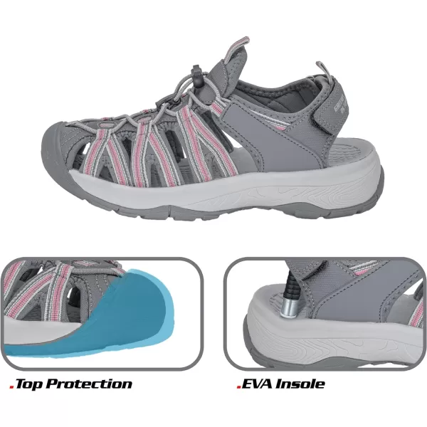 imageGRITION Women Outdoor Hiking Sandals Summer Adjustable Closed Toe Beach Sport Walking Shoes Blue Purple BeigeGrey Pink