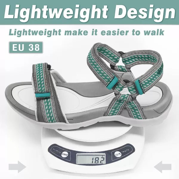 imageGRITION Women Walking Sandals Open Toe Summer Flat Outdoor Women Sandals QuickDrying Hiking Sandals LightweightGreen