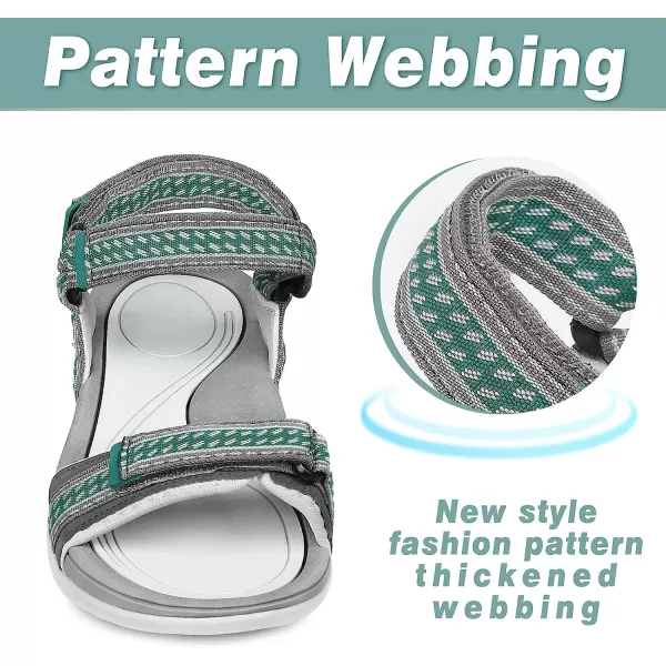 imageGRITION Women Walking Sandals Open Toe Summer Flat Outdoor Women Sandals QuickDrying Hiking Sandals LightweightGreen