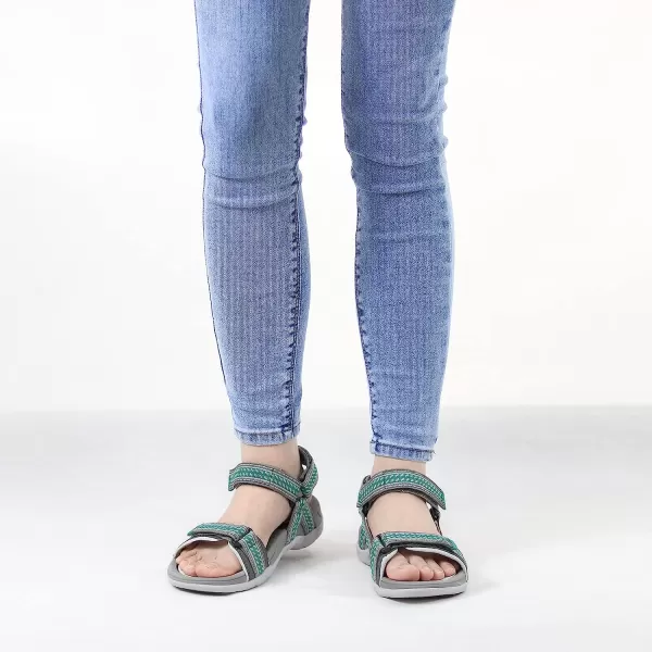 imageGRITION Women Walking Sandals Open Toe Summer Flat Outdoor Women Sandals QuickDrying Hiking Sandals LightweightGreen