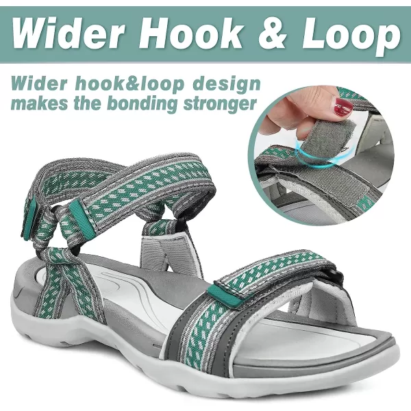 imageGRITION Women Walking Sandals Open Toe Summer Flat Outdoor Women Sandals QuickDrying Hiking Sandals LightweightGreen