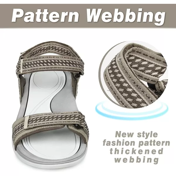 imageGRITION Women Walking Sandals Open Toe Summer Flat Outdoor Women Sandals QuickDrying Hiking Sandals LightweightKhaki