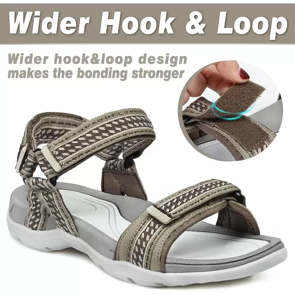 imageGRITION Women Walking Sandals Open Toe Summer Flat Outdoor Women Sandals QuickDrying Hiking Sandals LightweightKhaki