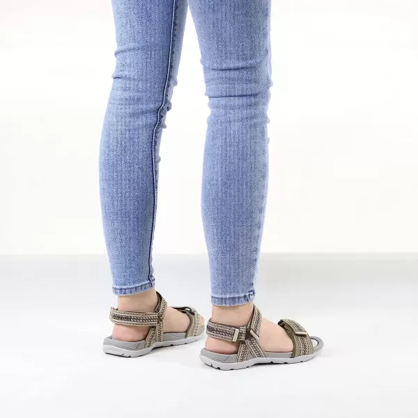 imageGRITION Women Walking Sandals Open Toe Summer Flat Outdoor Women Sandals QuickDrying Hiking Sandals LightweightKhaki