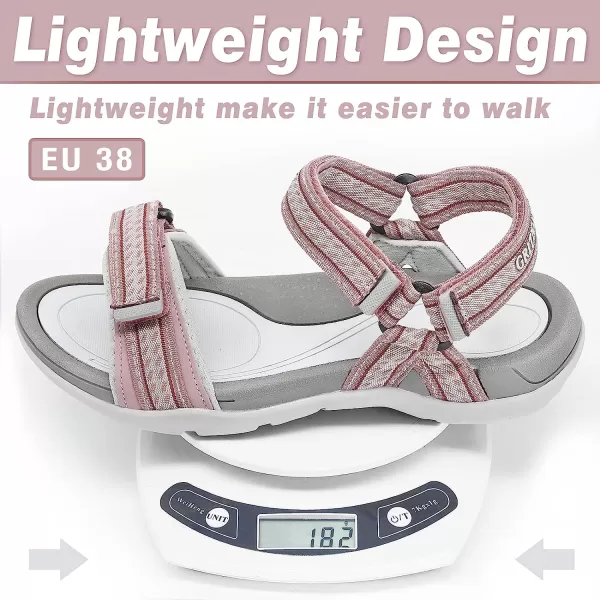 imageGRITION Women Walking Sandals Open Toe Summer Flat Outdoor Women Sandals QuickDrying Hiking Sandals LightweightPink