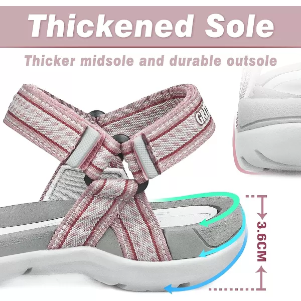 imageGRITION Women Walking Sandals Open Toe Summer Flat Outdoor Women Sandals QuickDrying Hiking Sandals LightweightPink