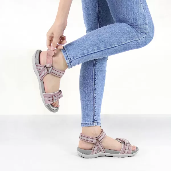 imageGRITION Women Walking Sandals Open Toe Summer Flat Outdoor Women Sandals QuickDrying Hiking Sandals LightweightPink