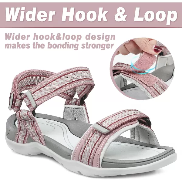 imageGRITION Women Walking Sandals Open Toe Summer Flat Outdoor Women Sandals QuickDrying Hiking Sandals LightweightPink