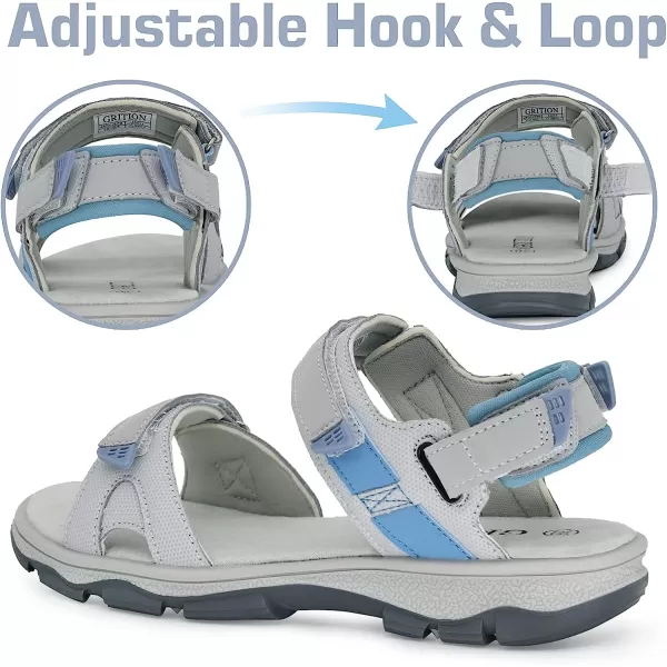 imageGRITION Womens Athletic Sport Hiking Sandal With Comfortable Open Toe Summer Walking Sandal for outdoor Trekking Water Shoe With Lightweight beach ComfortBlue Grey