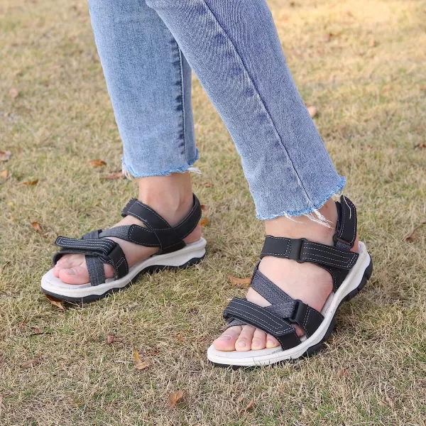 imageGRITION Womens Athletic Sport Hiking Sandal With Comfortable Open Toe Summer Walking Sandal for outdoor Trekking Water Shoe With Lightweight beach ComfortBlack1