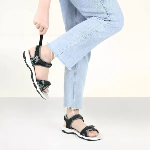 imageGRITION Womens Athletic Sport Sandal Adjustable Hiking Sandal Comfortable Open toe Walking Beach Water Sandal with Lightweight CasualBlack