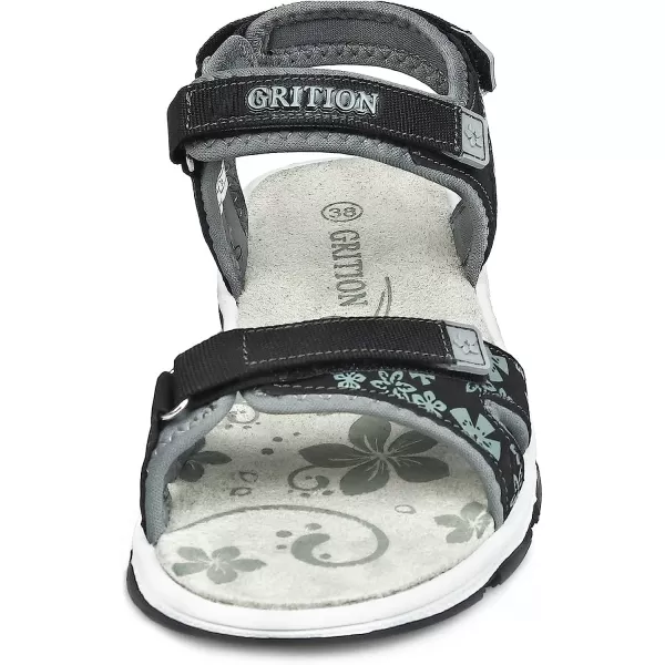 imageGRITION Womens Athletic Sport Sandal Adjustable Hiking Sandal Comfortable Open toe Walking Beach Water Sandal with Lightweight CasualBlack