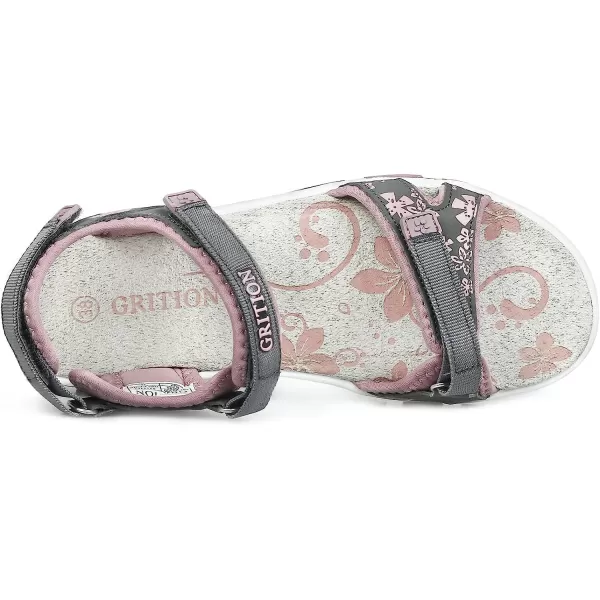 imageGRITION Womens Athletic Sport Sandal Adjustable Hiking Sandal Comfortable Open toe Walking Beach Water Sandal with Lightweight CasualGrey Pink