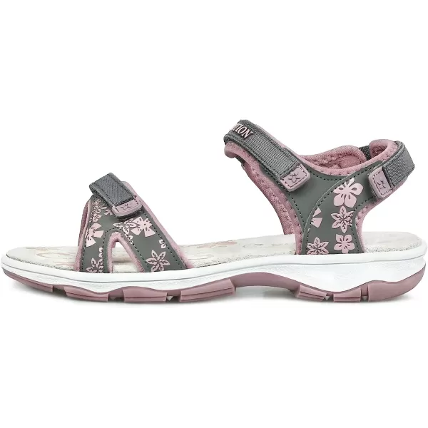 imageGRITION Womens Athletic Sport Sandal Adjustable Hiking Sandal Comfortable Open toe Walking Beach Water Sandal with Lightweight CasualGrey Pink