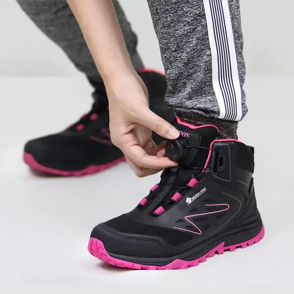 imageGRITION Womens Hiking Boots Waterproof Winter Walking Shoes Ankle Booties Lightweight Outdoor High Top Fashion Backpacking Lace Up Casual Warm BootBlack Pink