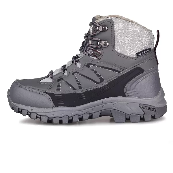 imageGRITION Womens Hiking Boots Waterproof Winter Walking Shoes Ankle Booties Lightweight Outdoor High Top Fashion Backpacking Lace Up Casual Warm BootGrey