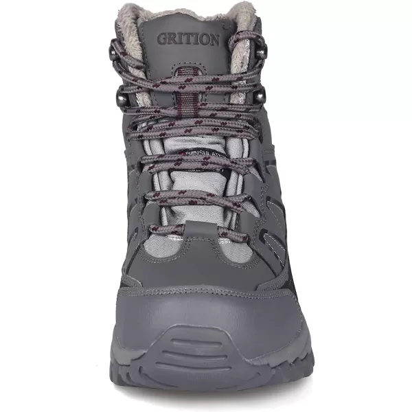imageGRITION Womens Hiking Boots Waterproof Winter Walking Shoes Ankle Booties Lightweight Outdoor High Top Fashion Backpacking Lace Up Casual Warm BootGrey