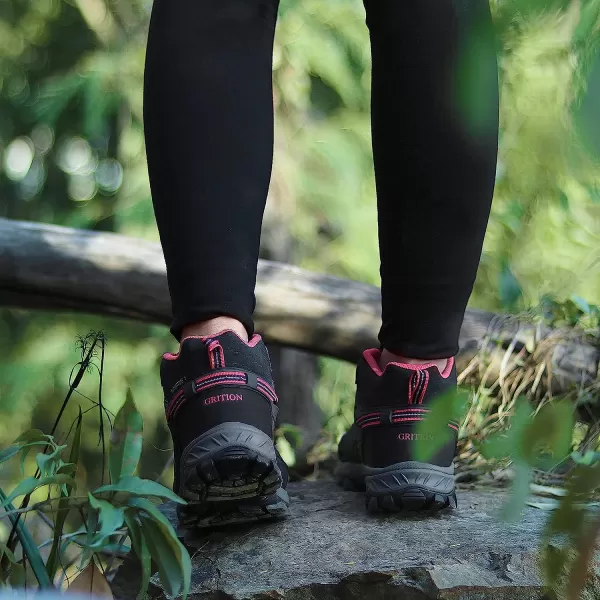 imageGRITION Womens Hiking Boots Waterproof Winter Walking Shoes Ankle Booties Lightweight Outdoor High Top Fashion Backpacking Lace Up Casual Warm BootPink No Velvet