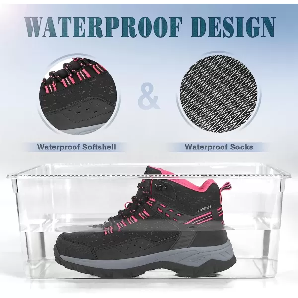 imageGRITION Womens Hiking Boots Waterproof Winter Walking Shoes Ankle Booties Lightweight Outdoor High Top Fashion Backpacking Lace Up Casual Warm BootPink No Velvet
