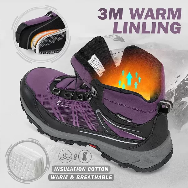 imageGRITION Womens Hiking Boots Waterproof Winter Walking Shoes Ankle Booties Lightweight Outdoor High Top Fashion Backpacking Lace Up Casual Warm BootPurple 01