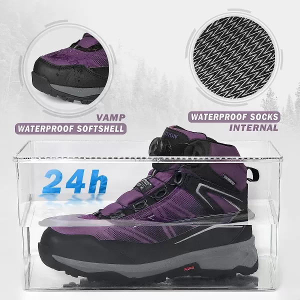 imageGRITION Womens Hiking Boots Waterproof Winter Walking Shoes Ankle Booties Lightweight Outdoor High Top Fashion Backpacking Lace Up Casual Warm BootPurple 01