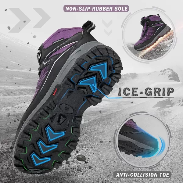 imageGRITION Womens Hiking Boots Waterproof Winter Walking Shoes Ankle Booties Lightweight Outdoor High Top Fashion Backpacking Lace Up Casual Warm BootPurple 01