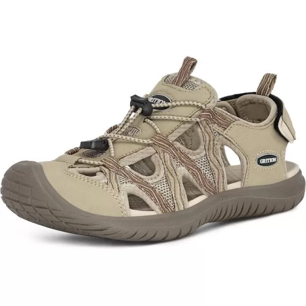 imageGRITION Hiking Sandals Women Athlatic Outdoor Sandals Protective Topcap Waterproof for Beach SummerWater Shoes Athletic Sport Walking SandalsBeige1