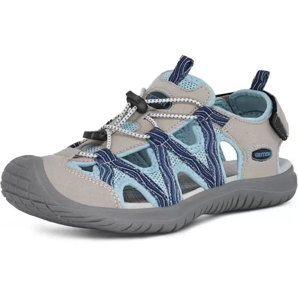 imageGRITION Hiking Sandals Women Athlatic Outdoor Sandals Protective Topcap Waterproof for Beach SummerWater Shoes Athletic Sport Walking SandalsBlue1