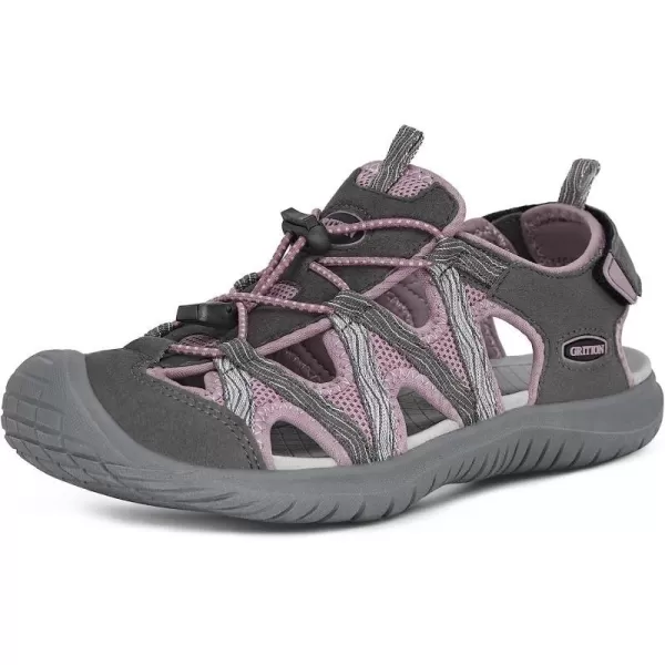 imageGRITION Hiking Sandals Women Athlatic Outdoor Sandals Protective Topcap Waterproof for Beach SummerWater Shoes Athletic Sport Walking SandalsPurple