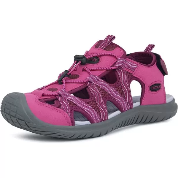 imageGRITION Hiking Sandals Women Athlatic Outdoor Sandals Protective Topcap Waterproof for Beach SummerWater Shoes Athletic Sport Walking SandalsRose