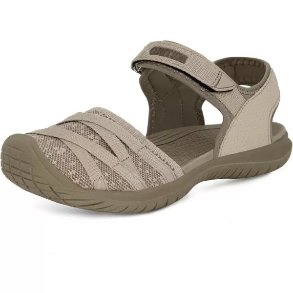 imageGRITION Hiking Sandals Women Closed Toe Waterproof Lightweight Adjustable Hiking Athletic Sandals Breathable For Beach Summer Adventure Comfortable Outdoor SportBeige3