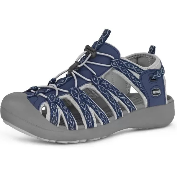 imageGRITION Hiking Sandals Women Closed Toe Waterproof Lightweight Adjustable Hiking Athletic Sandals Breathable For Beach Summer Adventure Comfortable Outdoor SportNavy