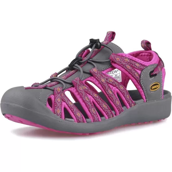imageGRITION Hiking Sandals Women Closed Toe Waterproof Lightweight Adjustable Hiking Athletic Sandals Breathable For Beach Summer Adventure Comfortable Outdoor SportPink