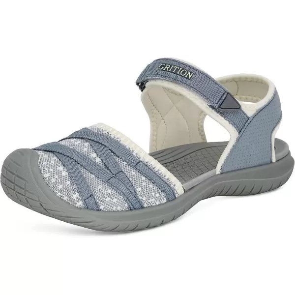 imageGRITION Hiking Sandals Women Comfortable Closed Toe Lightweight Outdoor Athtletic Sports Sandals Adjustable Breathable Waterproof For Beach SummerBlue