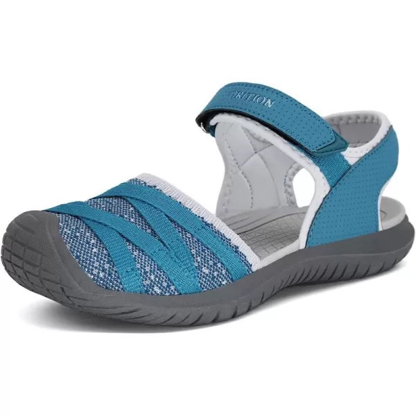 imageGRITION Hiking Sandals Women Comfortable Closed Toe Lightweight Outdoor Athtletic Sports Sandals Adjustable Breathable Waterproof For Beach SummerSmoky Blue