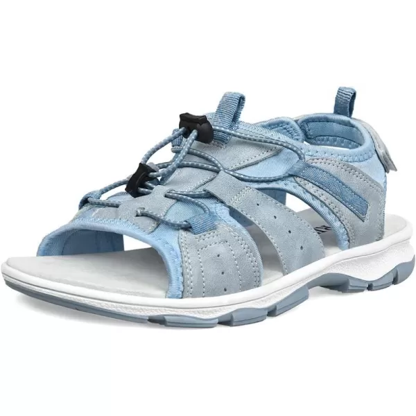 imageGRITION Hiking Sandals for Women Comfortable Summer Sports Walking Sandals with Soft Footbed Lightweight Quick Dry Adjustable Athletic Beach Water Sandals OutdoorBlue