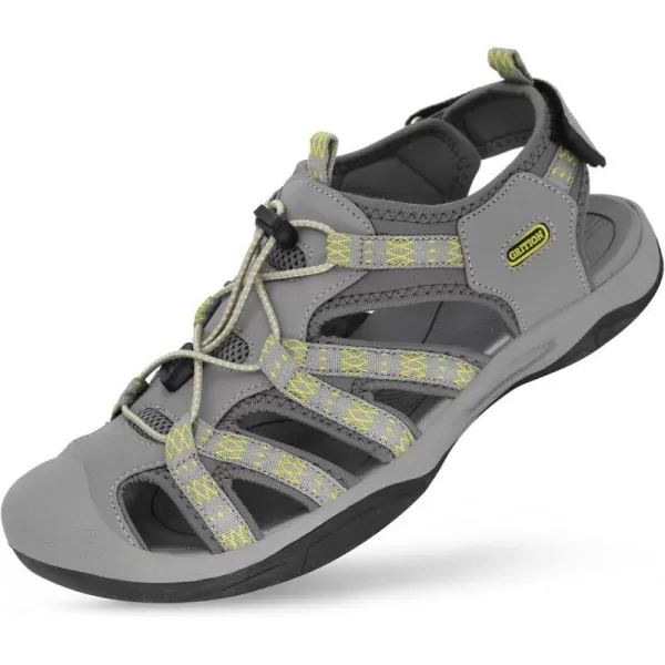 imageGRITION Mens Closed Toe Hiking Sandals Outdoor Waterproof Fisherman Athletic Water Sandals for Trekking Walking Sandals Summer BeachGrey
