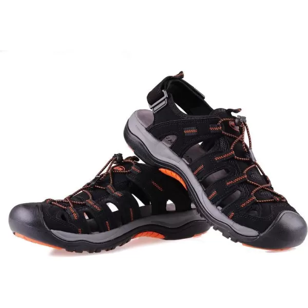 imageGRITION Mens Closed Toe Sandals Outdoor Hiking Sport Water Shoes Waterproof Athletic Comfortable Beach Walking Sandal Fisherman SummerBlack