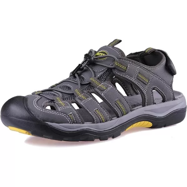 imageGRITION Mens Closed Toe Sandals Outdoor Hiking Sport Water Shoes Waterproof Athletic Comfortable Beach Walking Sandal Fisherman SummerGrey