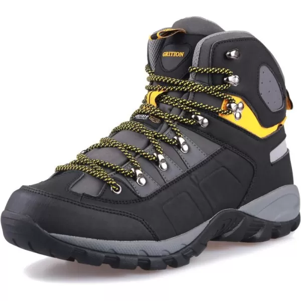 imageGRITION Mens Hiking Boots Waterproof Outdoor Walking Boots Mid Ankle Comfortable Athletic Boots Lightweight Lace Up Backpacking ShoesYellow