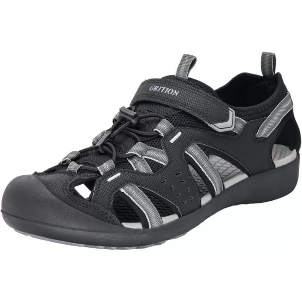 imageGRITION Mens Outdoor Hiking Sandals Summer Beach Closed Toe Water Sandal Waterproof Comfortable Fisherman Adventures Sport Athletic Walking Traveling Shoes SandlesBlack