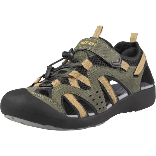 imageGRITION Mens Outdoor Hiking Sandals Summer Beach Closed Toe Water Sandal Waterproof Comfortable Fisherman Adventures Sport Athletic Walking Traveling Shoes SandlesKhaki