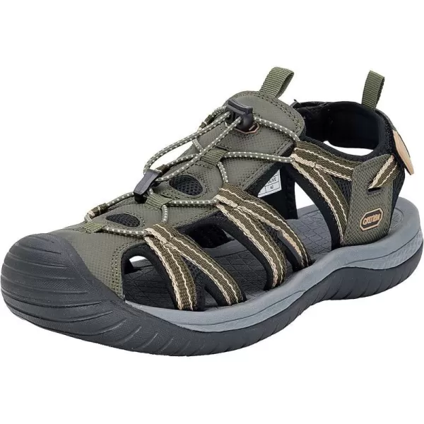 imageGRITION Mens Outdoor Hiking Sandals Summer Beach Closed Toe Water Sandal Waterproof Comfortable Fisherman Adventures Sport Athletic Walking Traveling Shoes SandlesGreen Mens Closed Toe Sandals