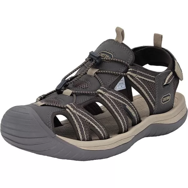 imageGRITION Mens Outdoor Hiking Sandals Summer Beach Closed Toe Water Sandal Waterproof Comfortable Fisherman Adventures Sport Athletic Walking Traveling Shoes SandlesBrown Mens Closed Toe Sandals
