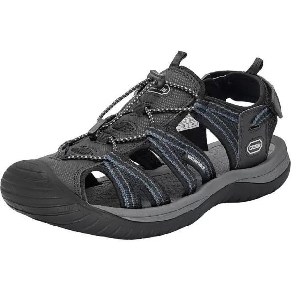 imageGRITION Mens Outdoor Hiking Sandals Summer Beach Closed Toe Water Sandal Waterproof Comfortable Fisherman Adventures Sport Athletic Walking Traveling Shoes SandlesBlack Mens Closed Toe Sandals