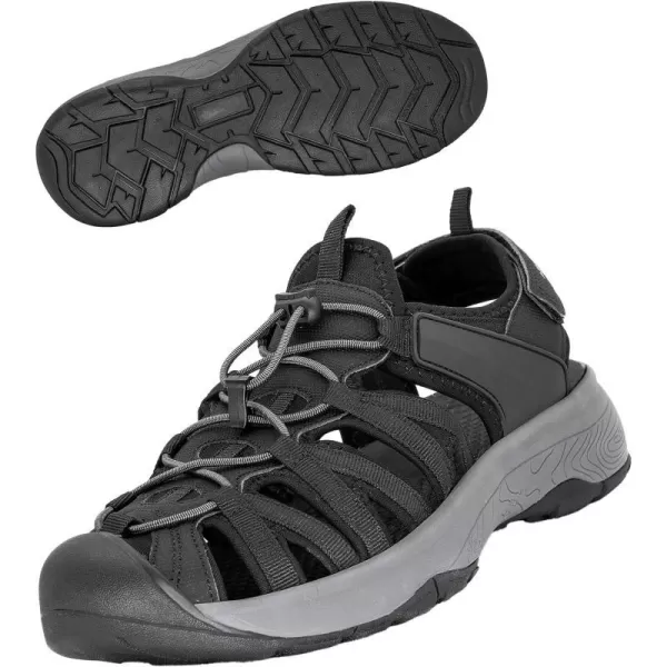 imageGRITION Mens Outdoor Hiking Sandals Summer Beach Closed Toe Water Sandal Waterproof Comfortable Fisherman Adventures Sport Athletic Walking Traveling Shoes SandlesBlack Mens Hiking Sandals