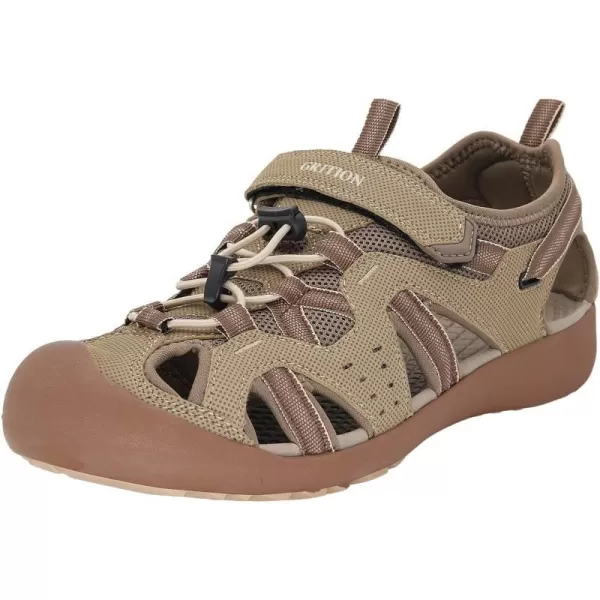 imageGRITION Mens Outdoor Hiking Sandals Summer Beach Closed Toe Water Sandal Waterproof Comfortable Fisherman Adventures Sport Athletic Walking Traveling Shoes SandlesBeige